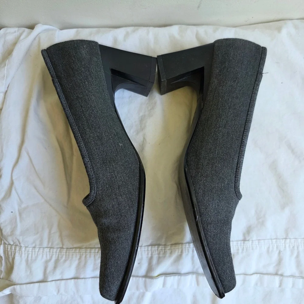 Liz‎ Claiborne McAllister II VTG 90s CBK Square Toe Block Heel Pumps Grey 7.5M